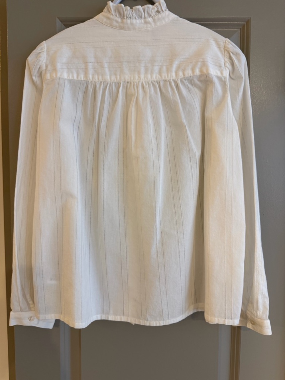 ba&sh “Lady Shirt” Cream Ruffle-Front Button Blouse - Picture 2 of 6